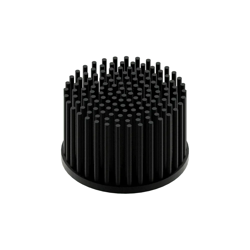 LED pin fin heat sink, ø80mm, H 50mm, Base 5mm, Black anodized