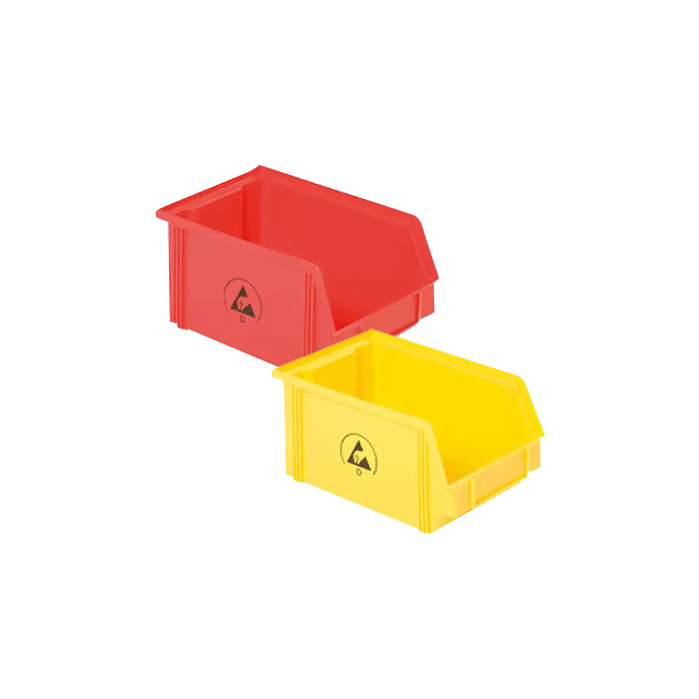 ESD storage containers, open-fronted storage bins made of IDP