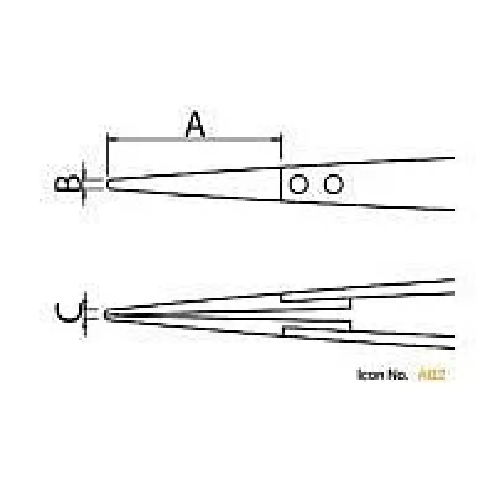 ESD ceramic tweezers with replaceable tips 0.7 mm wide, dissipative