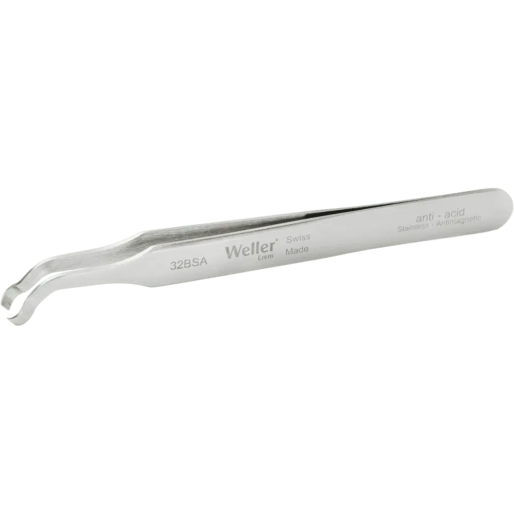 SMD tweezers angled 45° with round tips Ø 5 mm