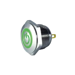 Illuminated Pushbutton switch with power imprint, green
