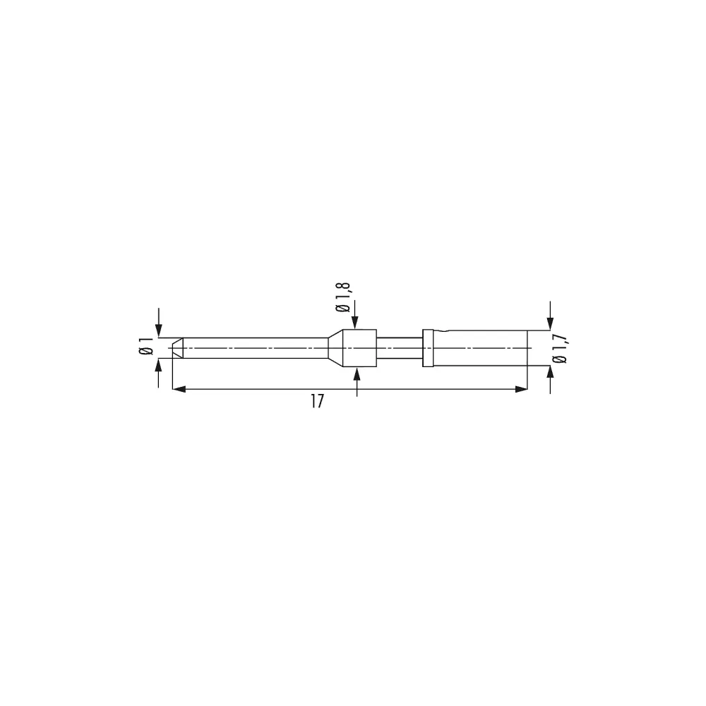 M16 crimping pin 1mm, turned 7.010.981.001