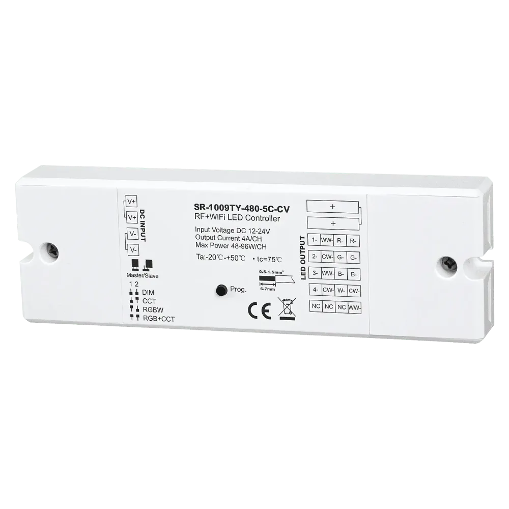 5 channel RF, TUYA, WIFI LED dimmer, constant voltage 12-24VDC, max. 480W
