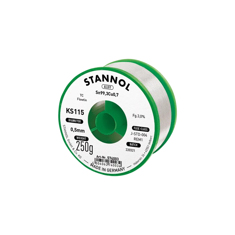 Solder wire KS115, Sn99,3Cu0,7 - FLOWTIN TC, RE M1, 0.5mm, 250g