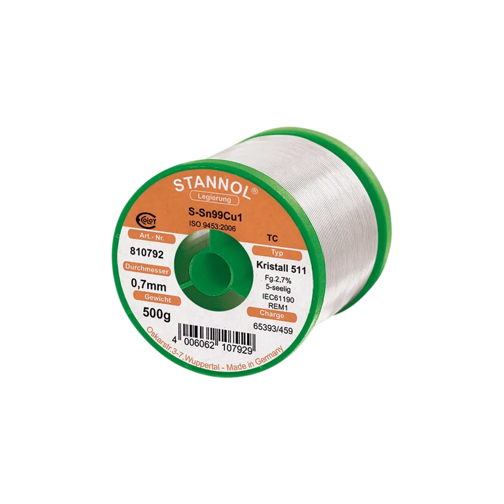 Solder wire Kristall 511, Sn99,3Cu0,7 - TC, RE M1, 0.7mm, 500g
