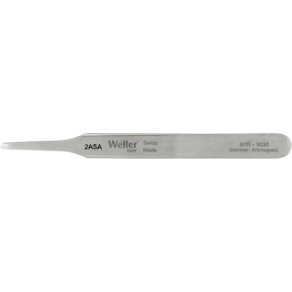 Ergonomic precision tweezers with straight, flat, rounded tips