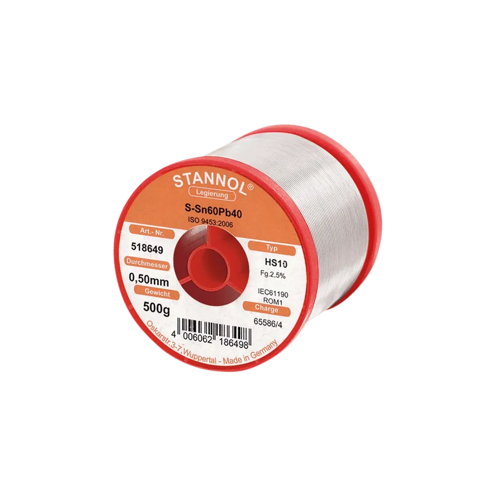 Fil à souder HS10, Sn60Pb40, RO M1, 0.5mm, 500g