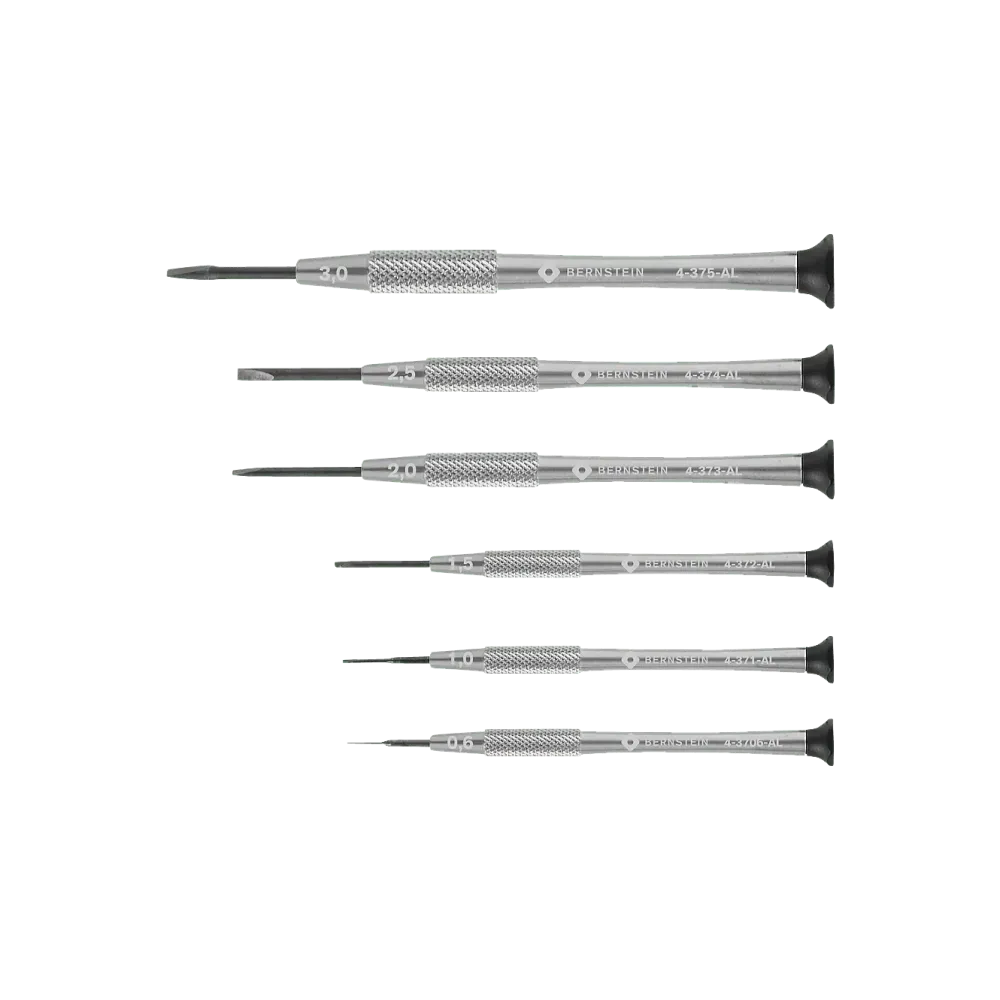 Watchmaker's screwdriver set 6-piece slotted 0.6 / 1.0 / 1.5 / 2.0 / 2.5 / 3.0mm