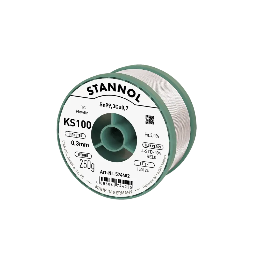 Solder wire KS100, Sn99,3Cu0,7 - FLOWTIN TC, RE L0, 0.3mm, 250g