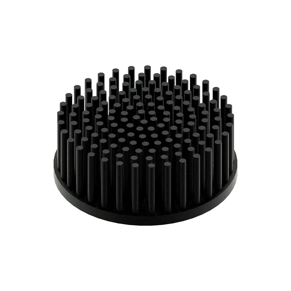 LED pin fin heat sink, ø80mm, H 30mm, Base 5mm, Black anodized