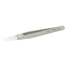 Precision tweezers with ceramic tip and finger profile for a secure grip