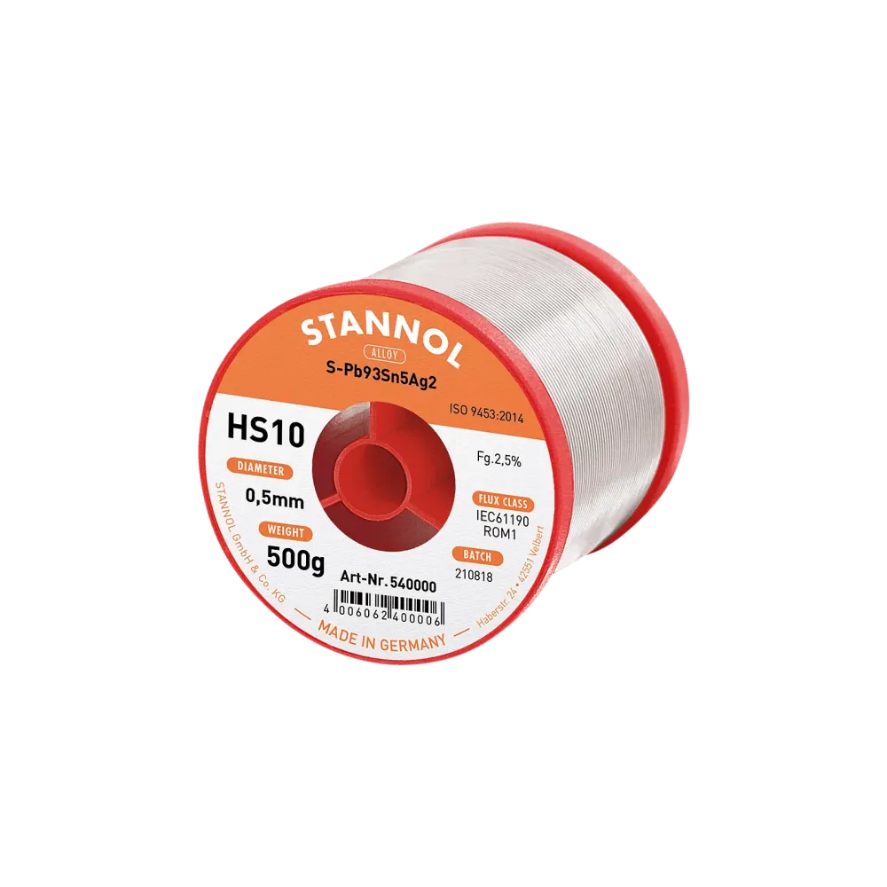 Solder wire HS10, Pb93Sn5Ag2, RO M1, 0.5mm, 500g