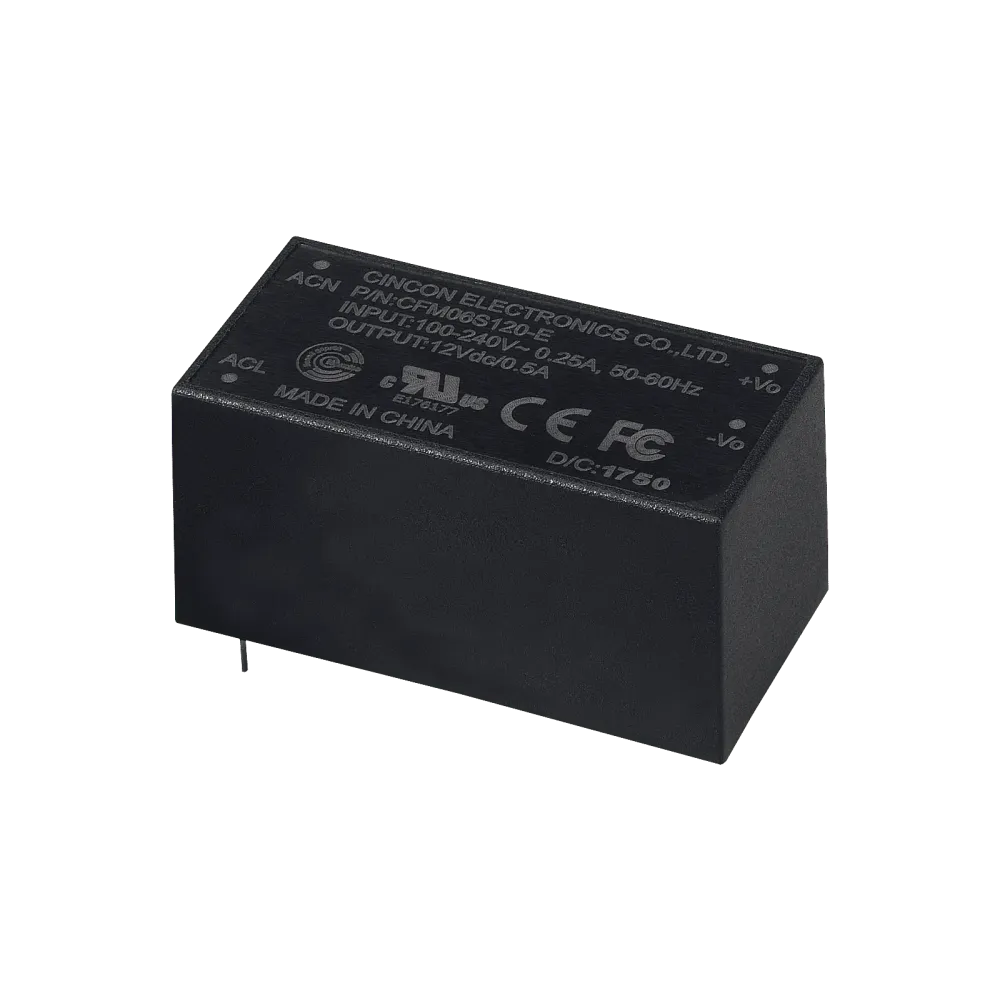 6W AC/DC power supply unit, PCB mounting, 9V/0.67A