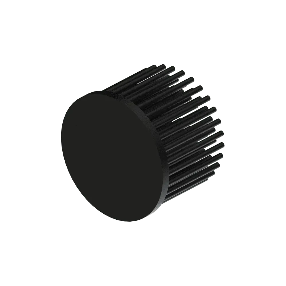 LED pin fin heat sink, ø70mm, H 50mm, Base 5mm, Black anodized