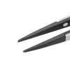 Precision tweezers with pointed plastic tips (PPS) and serrated finger grip
