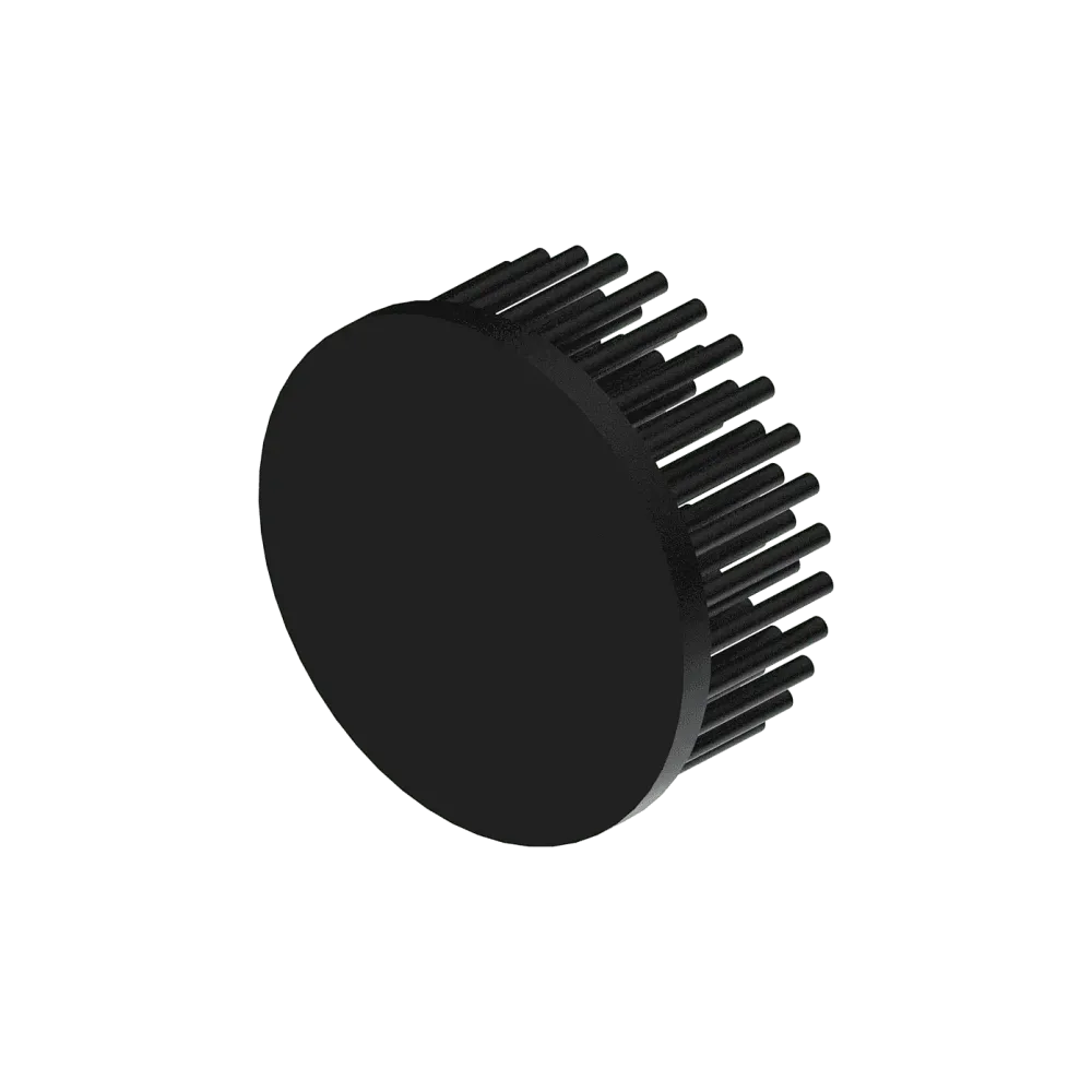 LED pin fin heat sink, ø70mm, H 30mm, Base 5mm, Black anodized
