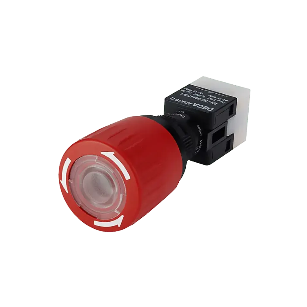 Emergency stop switch, 2x NC contact, solder connection, with lighting 24Vdc