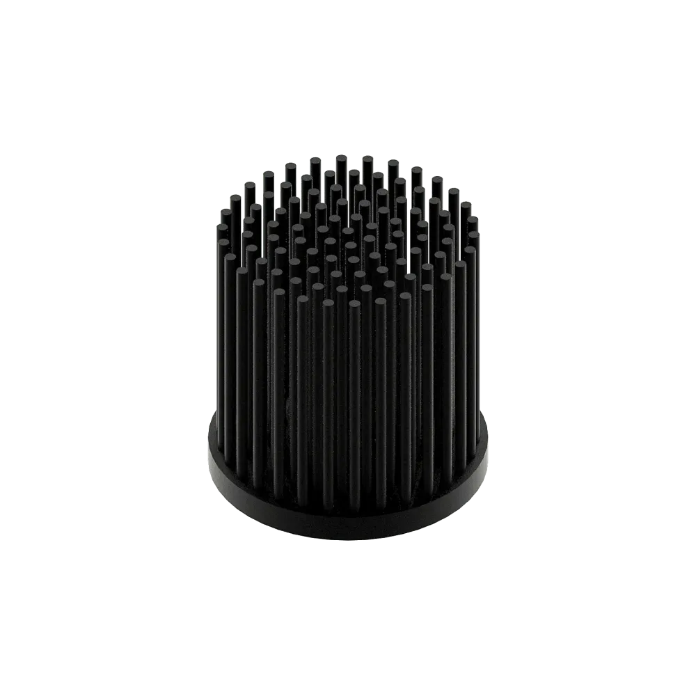 LED pin fin heat sink, ø50mm, H 50mm, Base 5mm, Black anodized