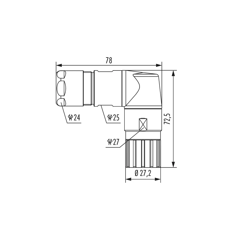 Housing M23 angled connector rotatable