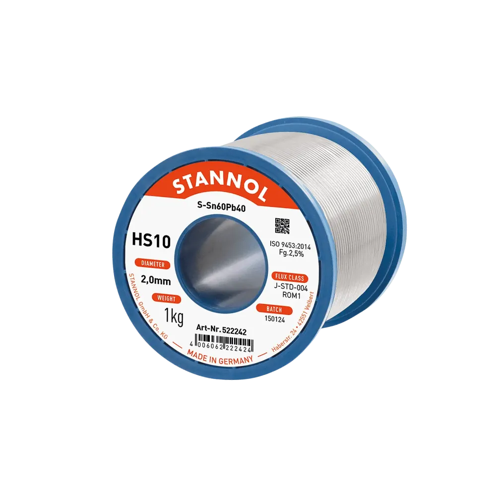 Solder wire HS10, Sn60Pb40, RO M1, 2mm, 1000g
