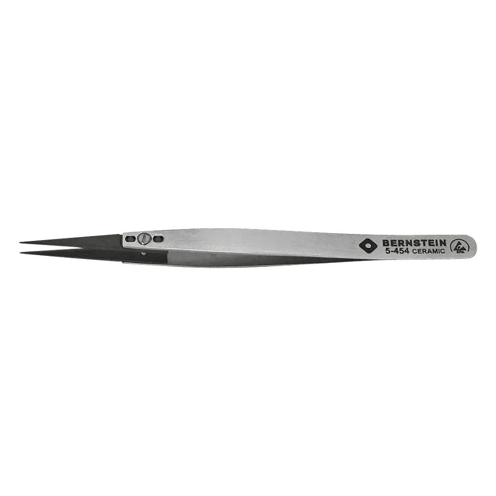 ESD ceramic tweezers with replaceable tips 0.7 mm wide, dissipative