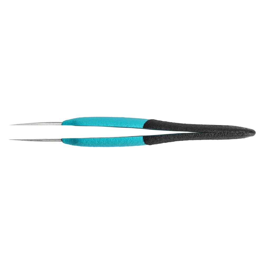 Ergonomic precision tweezers with straight, very fine tips