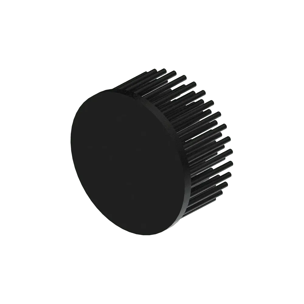 LED pin fin heat sink, ø80mm, H 40mm, Base 5mm, Black anodized