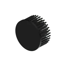 LED pin fin heat sink, ø80mm, H 40mm, Base 5mm, Black anodized