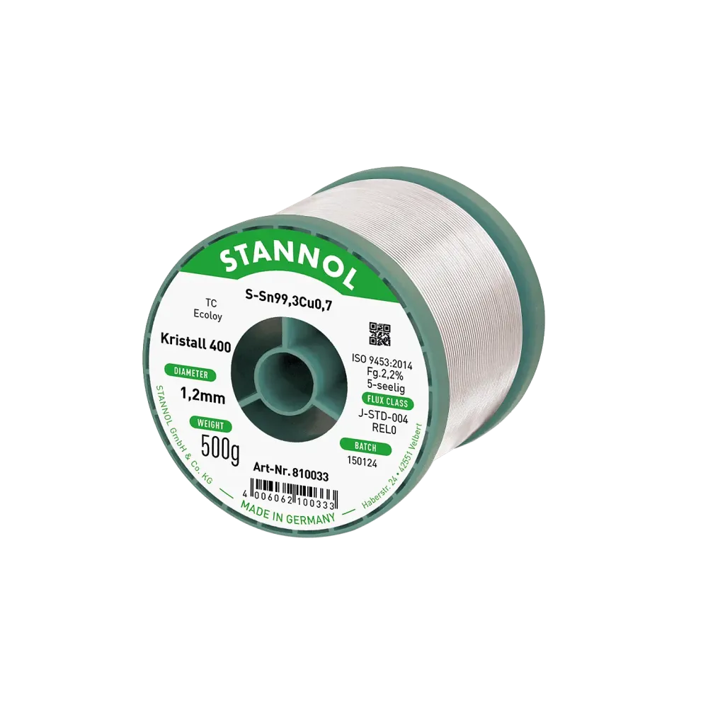Filo per saldatura Kristall 400, Sn99,3Cu0,7 - TC, RE L0, 1.2mm, 500g