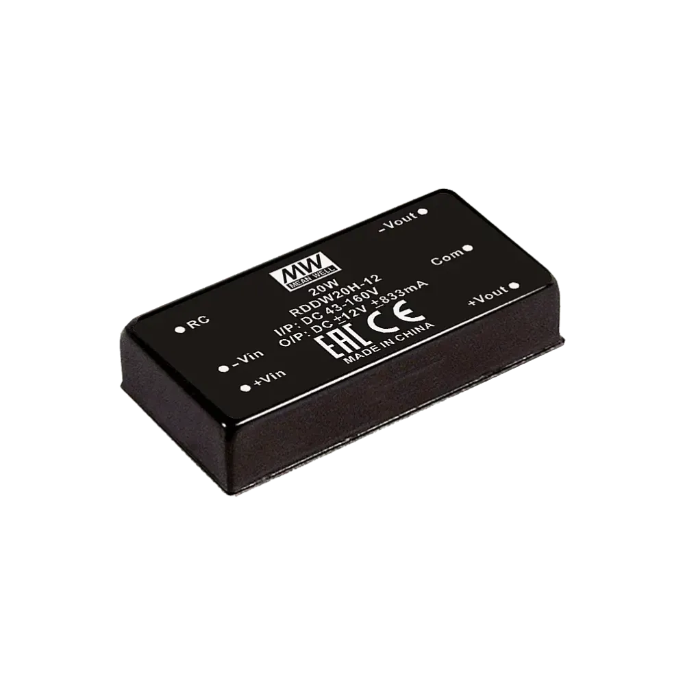 20W DC/DC converter, input 18...75V, output +/-5V / +/-2A