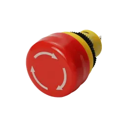 Emergency stop switch, 1x NC contact, solder connection