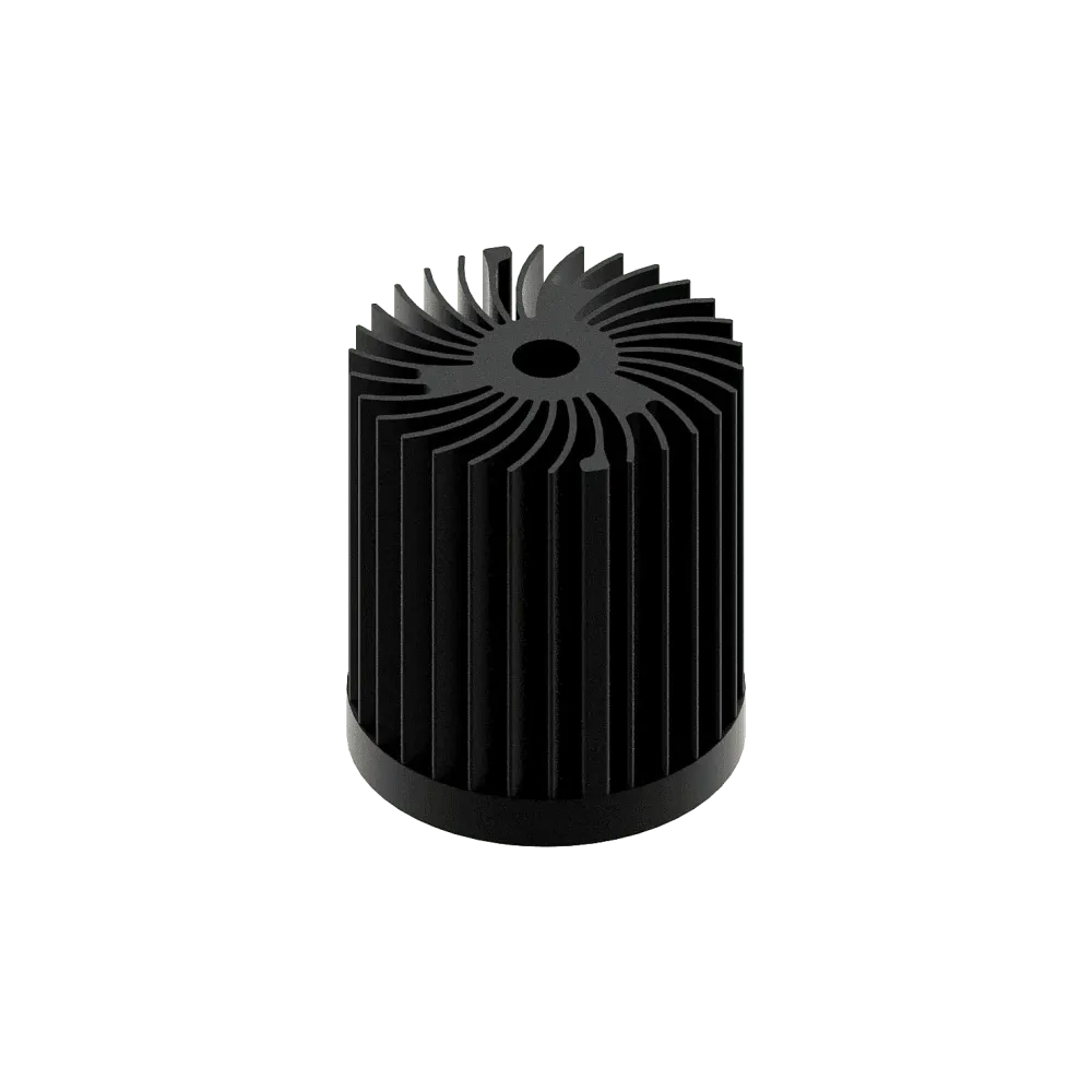 LED star heat sink, ø70mm, H 80mm, Base 10mm, Black anodized