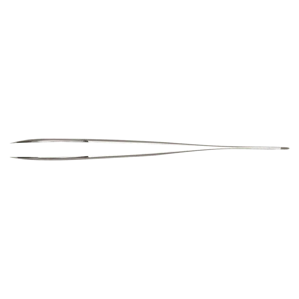 Precision tweezers curved, recessed, with fine tips