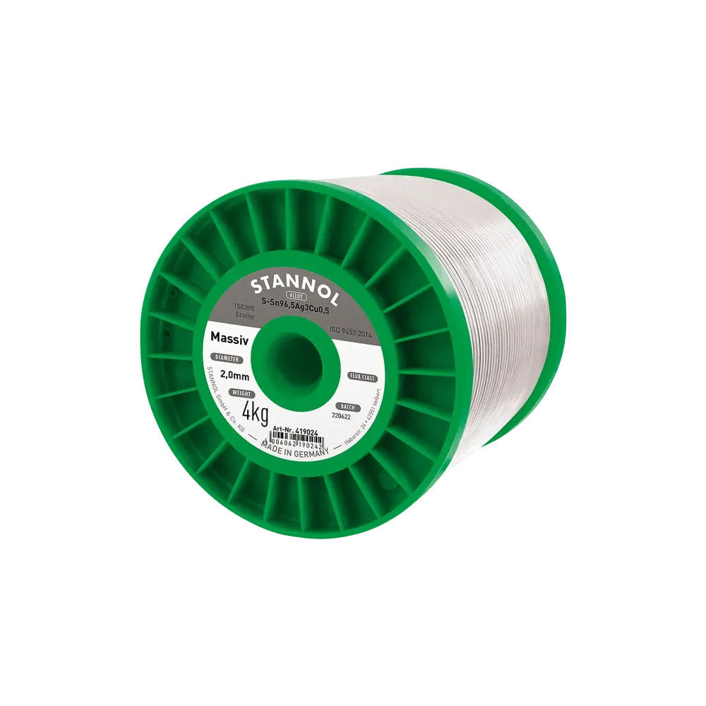 Solid solder wire, Sn96.5Ag3Cu0.5 - TSC305, 2 mm, 4000g