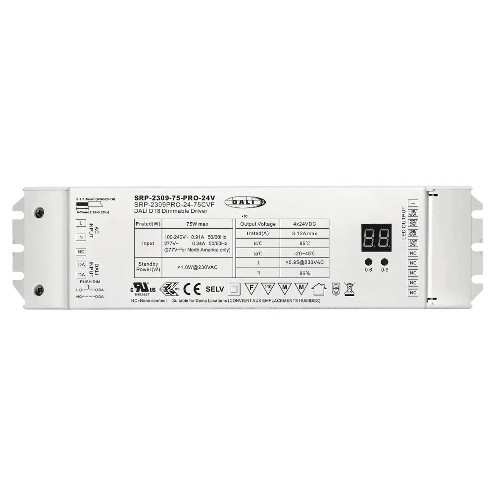75W DALI2 DT8, 4in1, 24Vdc constant voltage LED driver