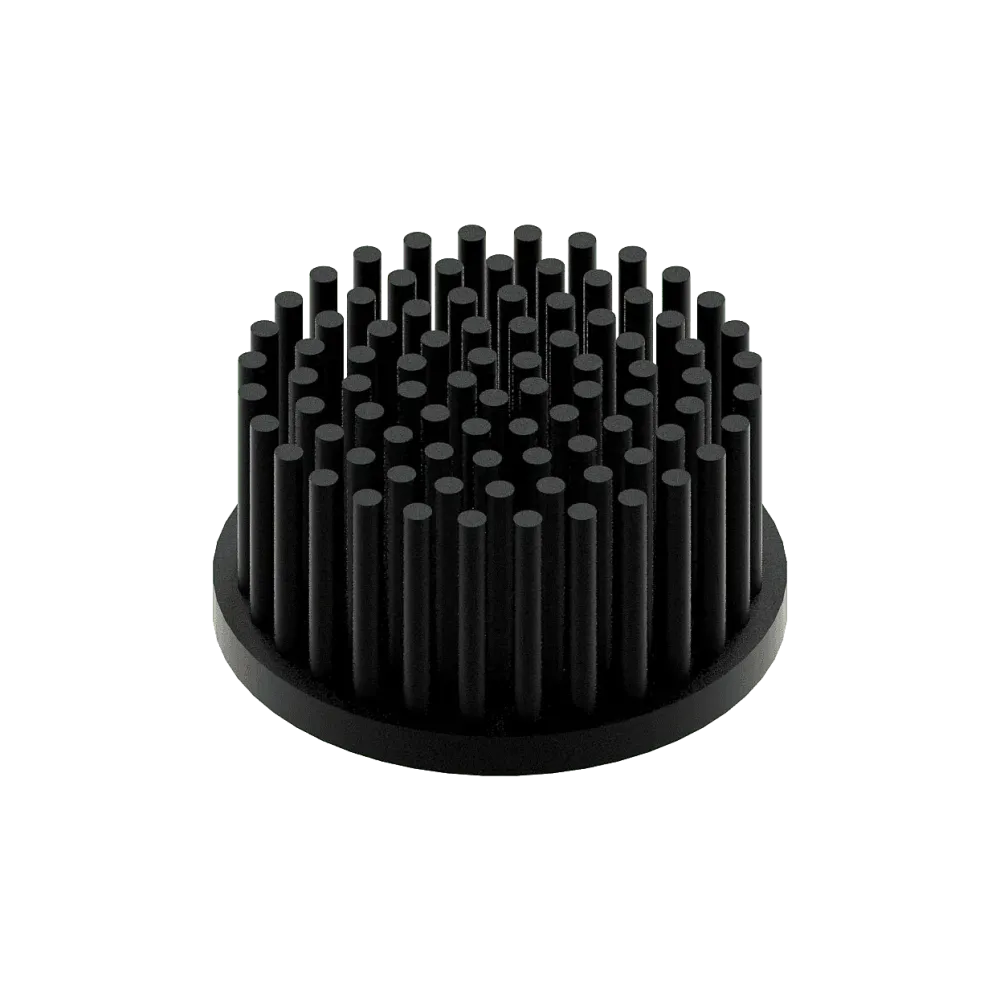 LED pin fin heat sink, ø60mm, H 30mm, Base 5mm, Black anodized