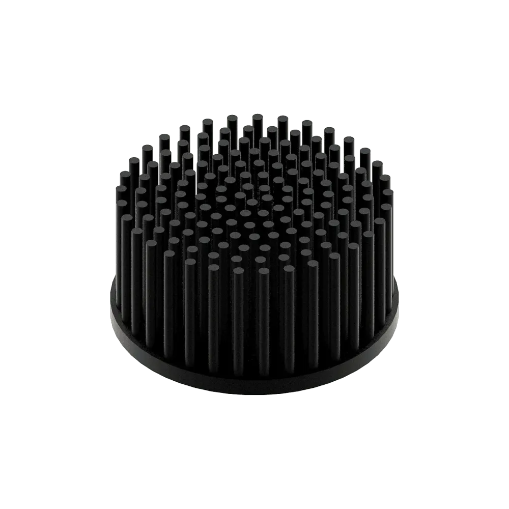 LED pin fin heat sink, ø80mm, H 40mm, Base 5mm, Black anodized